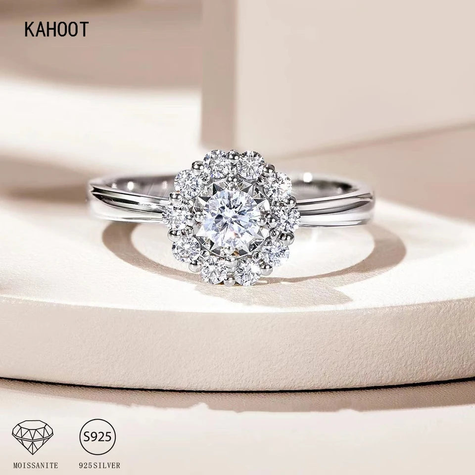 1 Carat Moissanite Stars and Moon Ring – 925 Sterling Silver, Elegant Light Luxury Design for Women Edith