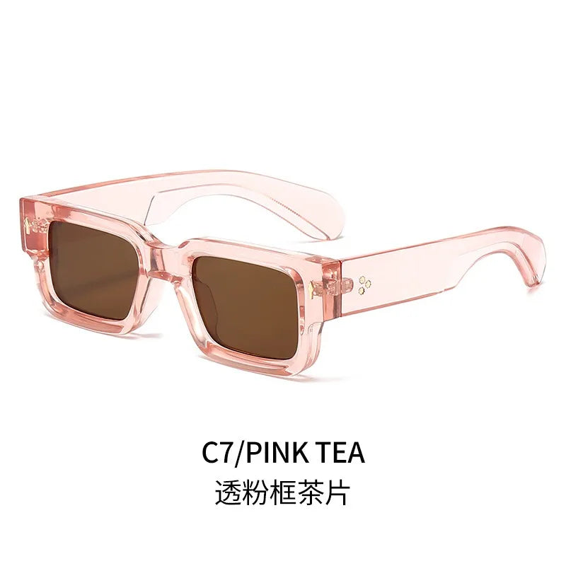 Rectangle Rivet Non Prescription Chunky Rectangle Blue Light Glasses Black Square Thick Frame Rectangle Women Men