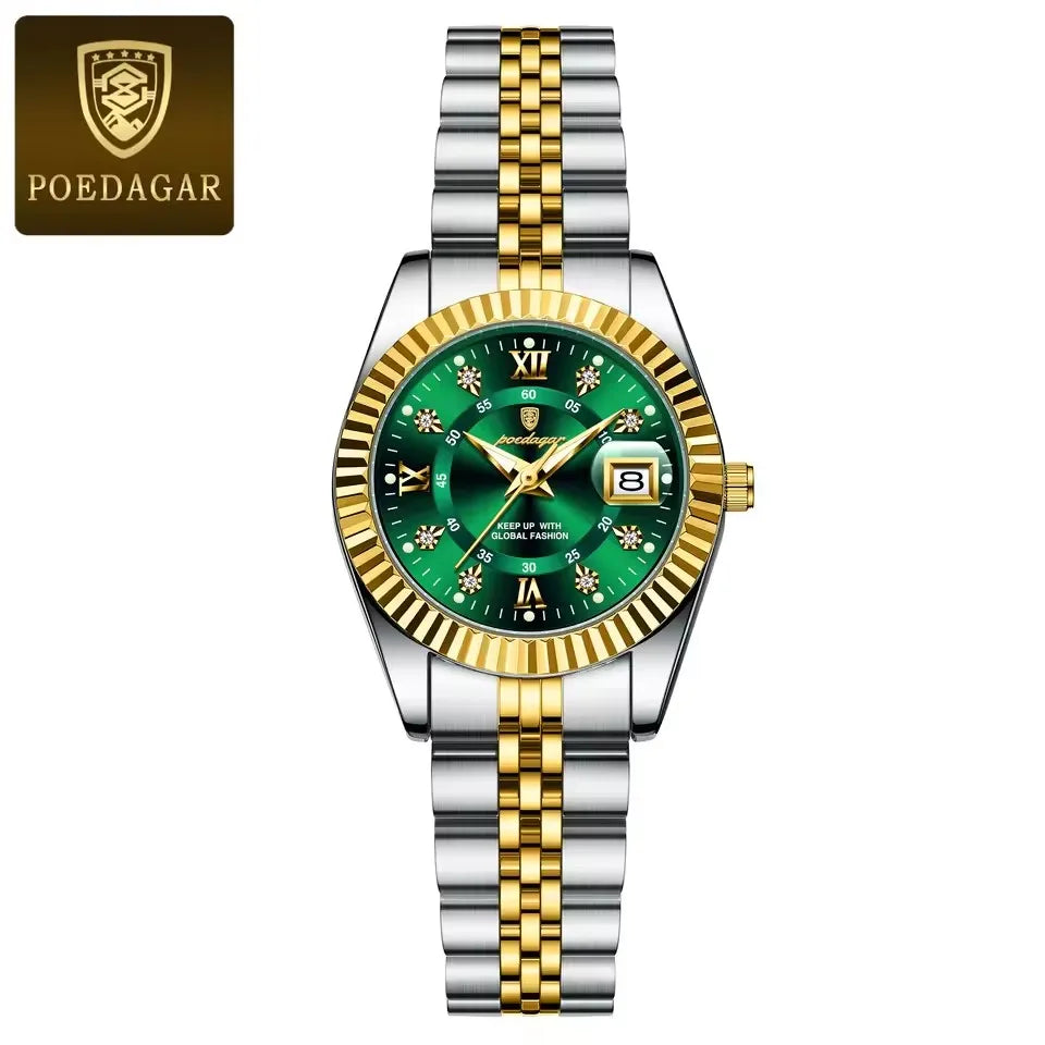 POEDAGAR 780 Luxury Quartz Watch for Women – Elegant Waterproof Luminous Ladies Stainless Steel Watch