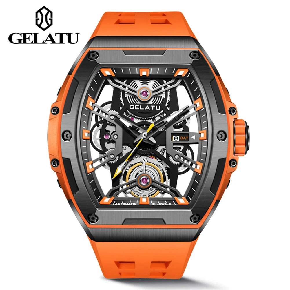 GELATU 6012 Luxury Men's Skeleton Watch – Multifunctional, Waterproof Automatic Wristwatch