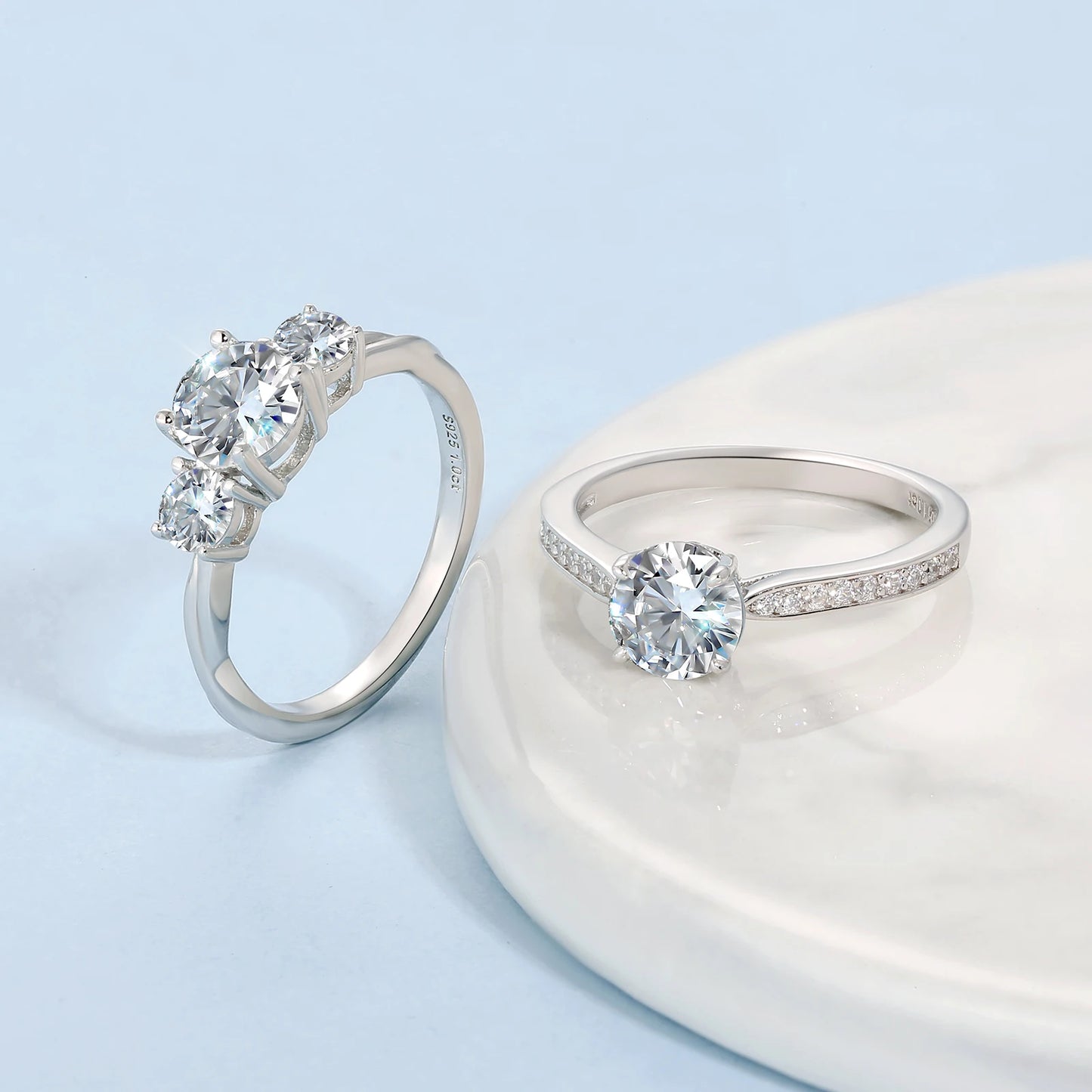 Luxury Iced Out Moissanite Engagement Ring - 925 Sterling Silver Lab-Grown Diamond Wedding Ring