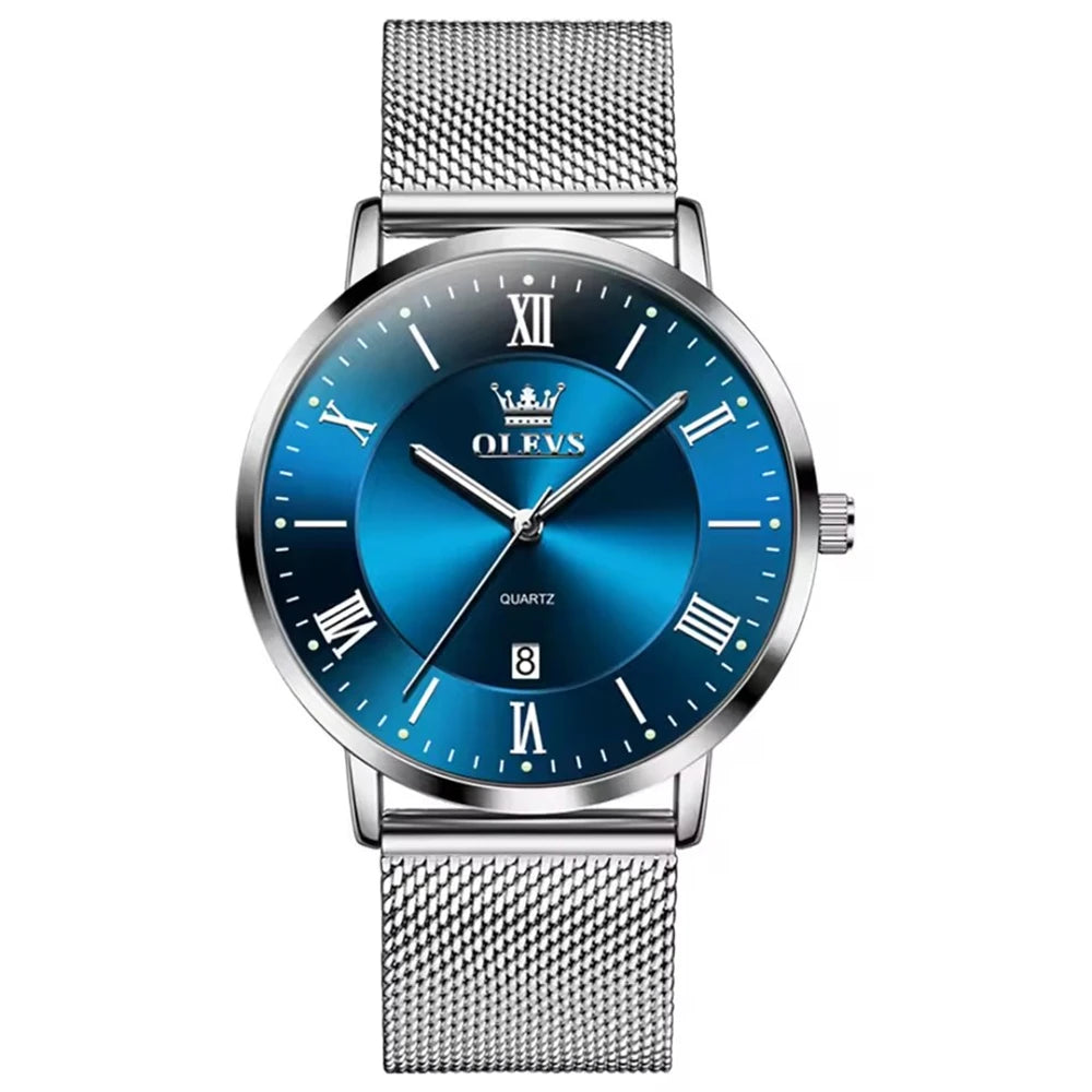 OLEVS 5623 Fashion Quartz Watch – Stainless Steel Band, Luminous Round Dial & Calendar Feature