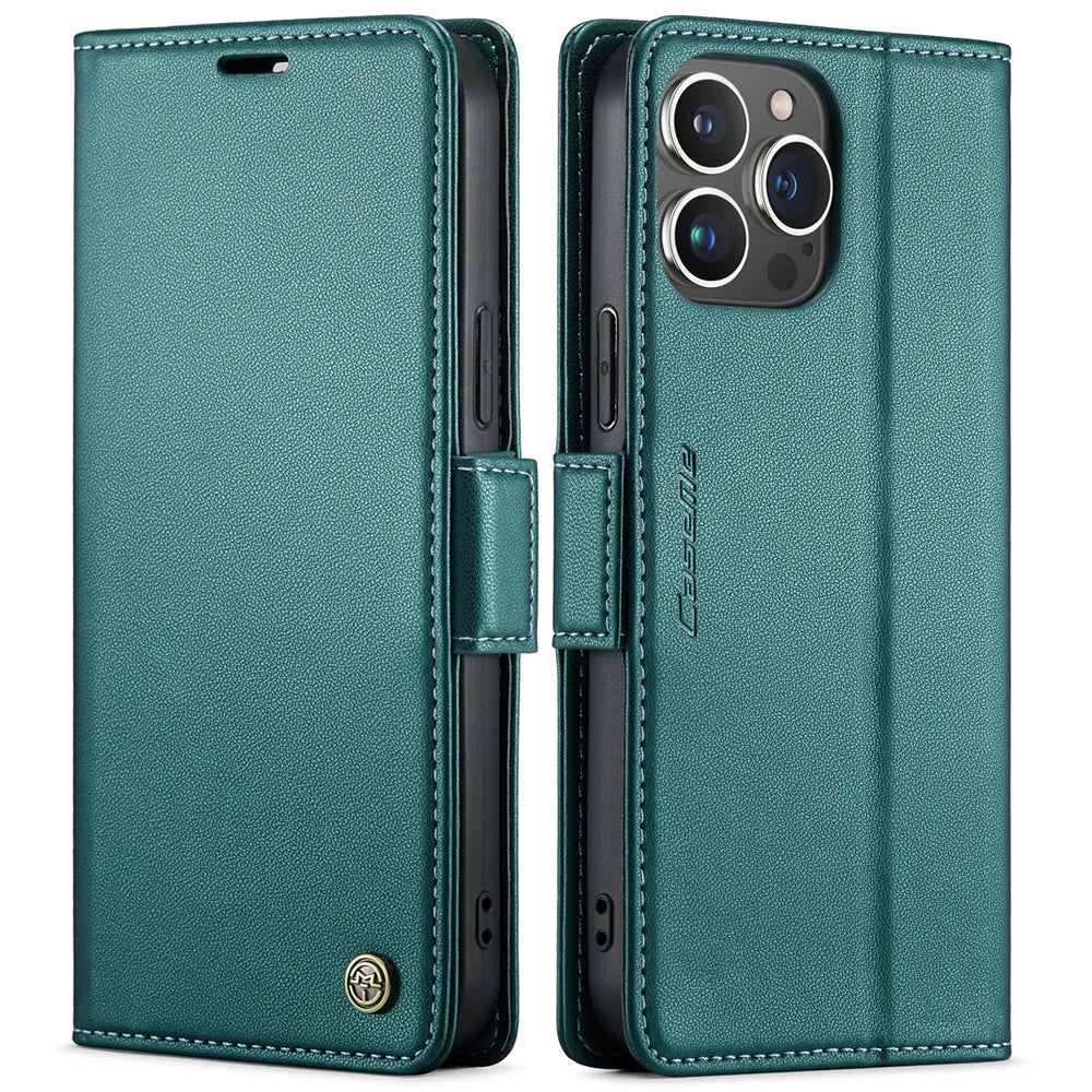 Magnetic Shockproof Leather Wallet Case – Luxury Kickstand with RFID Blocking for iPhone 14, 13, 12 Pro Max