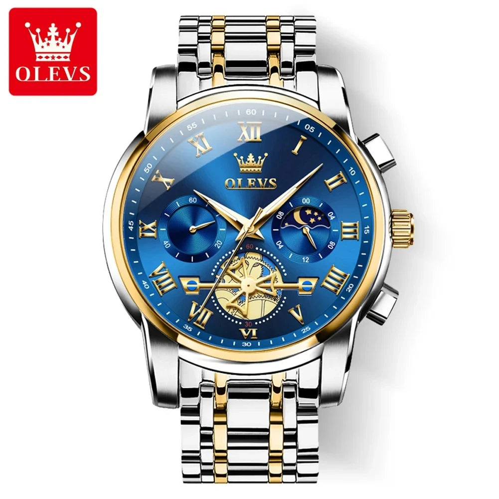 OLEVS 2859 Men's Chronograph Watch – Fashion Business Stainless Steel Quartz Wristwatch, Waterproof and Stylish