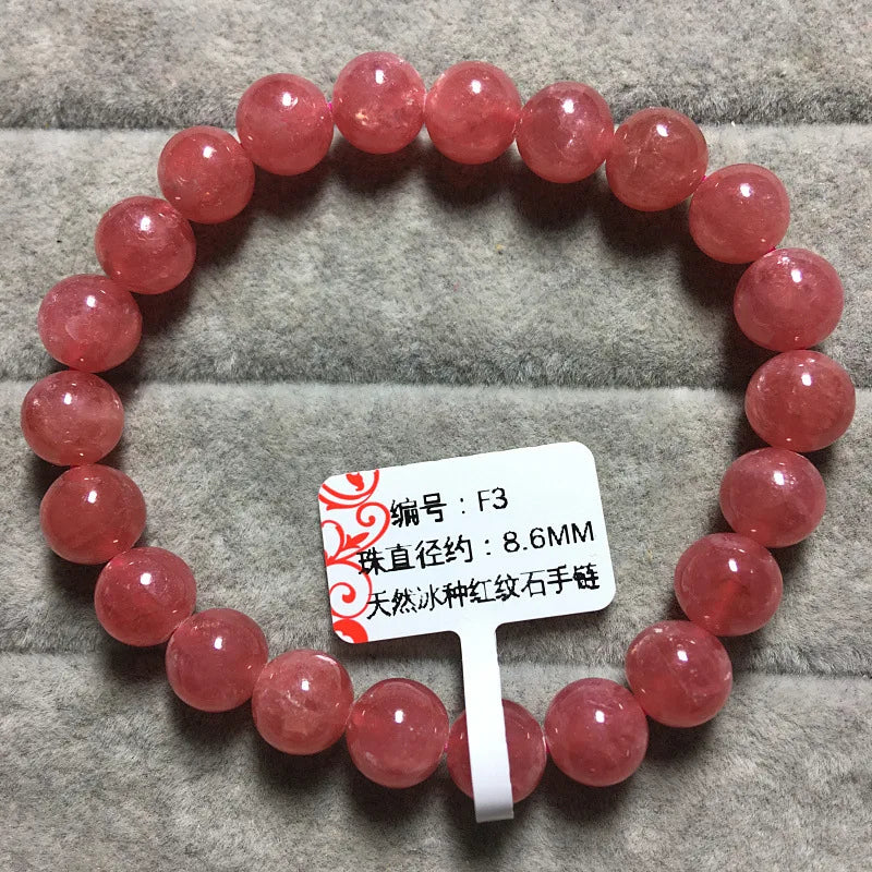 Natural Rhodochrosite Bracelet - Ice-Like Wangfu Gold Crystal Bangle for Love, Marriage, and Peach Blossom Inspiration