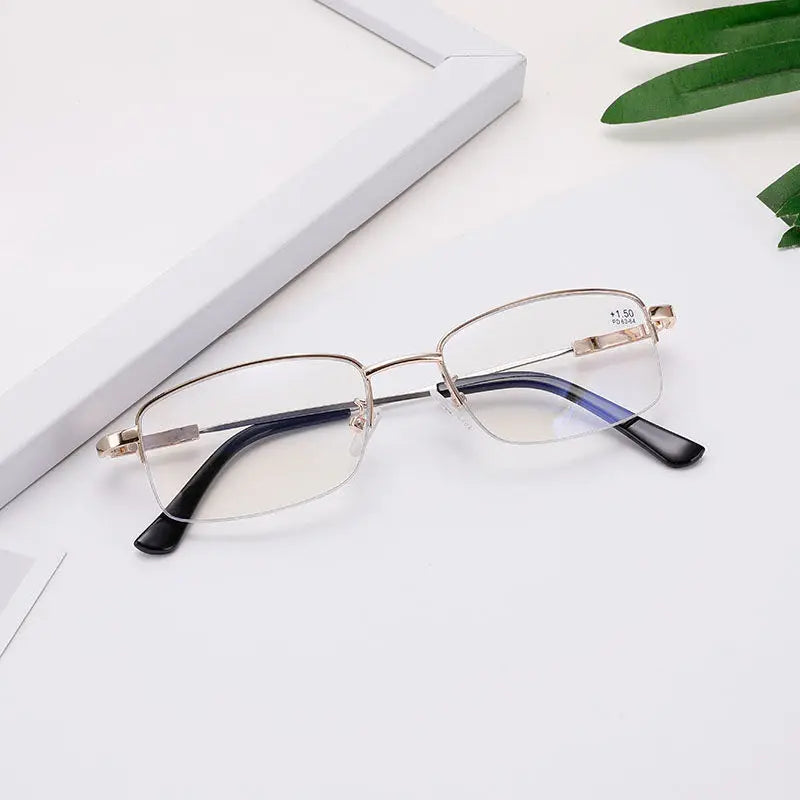Metal Squared Frame Multifocal Progressive Photochromic Eyeglasses - Unisex Corrective Reading Glasses Alaric