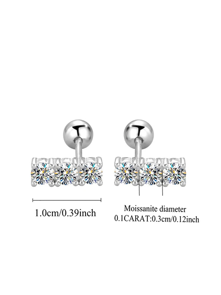 0.3 Carat Moissanite Straight Row Earrings – Luxury 925 Sterling Silver Trendy Design Joan