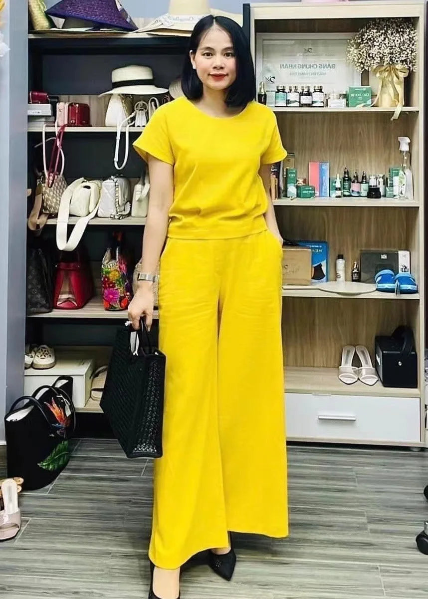 Women's Summer Two-Piece Set – Loose-Fit Top and Breathable Trousers