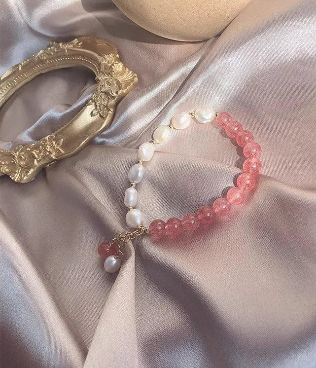 Strawberry Quartz Pi Xiu Bracelet for Women – Natural Crystal Bracelet with Red Woven Strap | Perfect Gift for Girlfriends