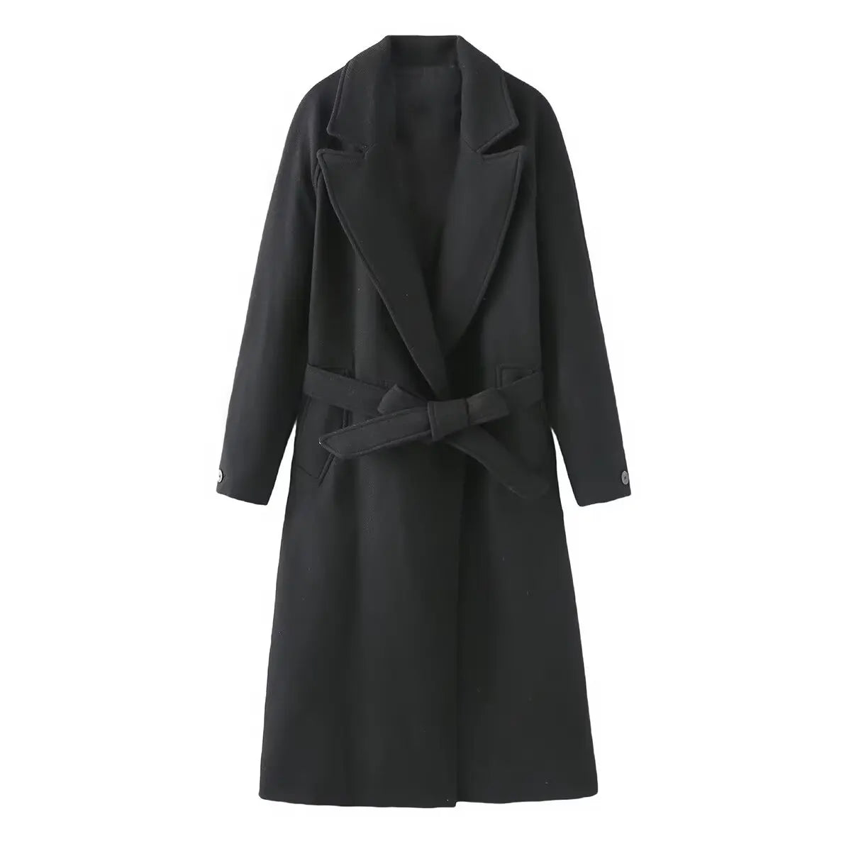 Elegant Long Sleeve Fall Overcoat – Women's Belted Vintage Coat Audrey