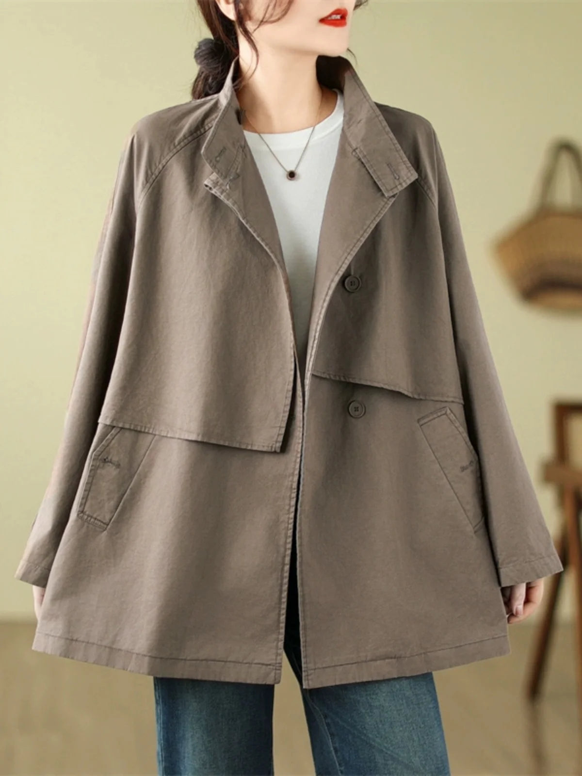 Autumn Women's Jackets – Fashionable Loose Fit Mid-to-Long Casual Style Arya