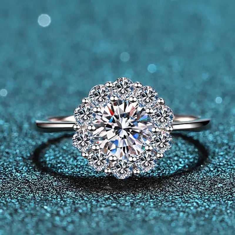 1 Carat Moissanite Stars and Moon Ring – 925 Sterling Silver, Elegant Light Luxury Design for Women Edith