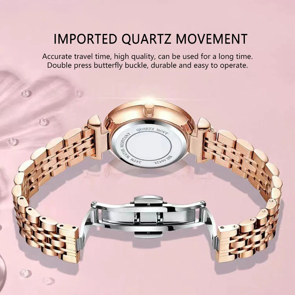 POEDAGAR Women's Rose Gold Luxury Watch – Diamond-Accented Ladies Waterproof Stainless Steel Quartz Wristwatch with Date Display Jocelyn