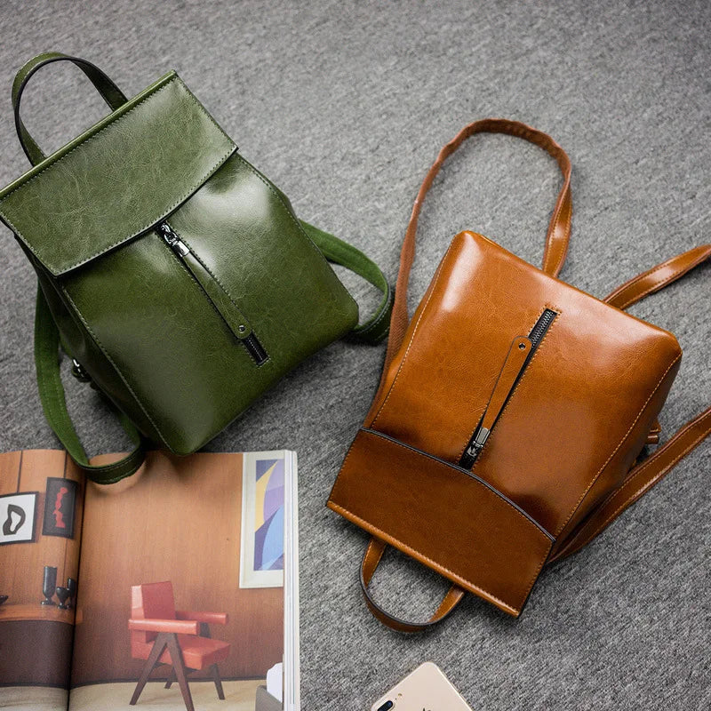Realer Women’s Genuine Leather Backpack – 2021 Fashion Casual Vintage School Bag for Ladies Millie