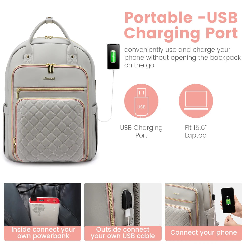 LOVEVOOK Fashion Travel Backpack | Water-Resistant, Multi-Pocket College Bookbag for Women, Fits 15.6" & 17" Laptops