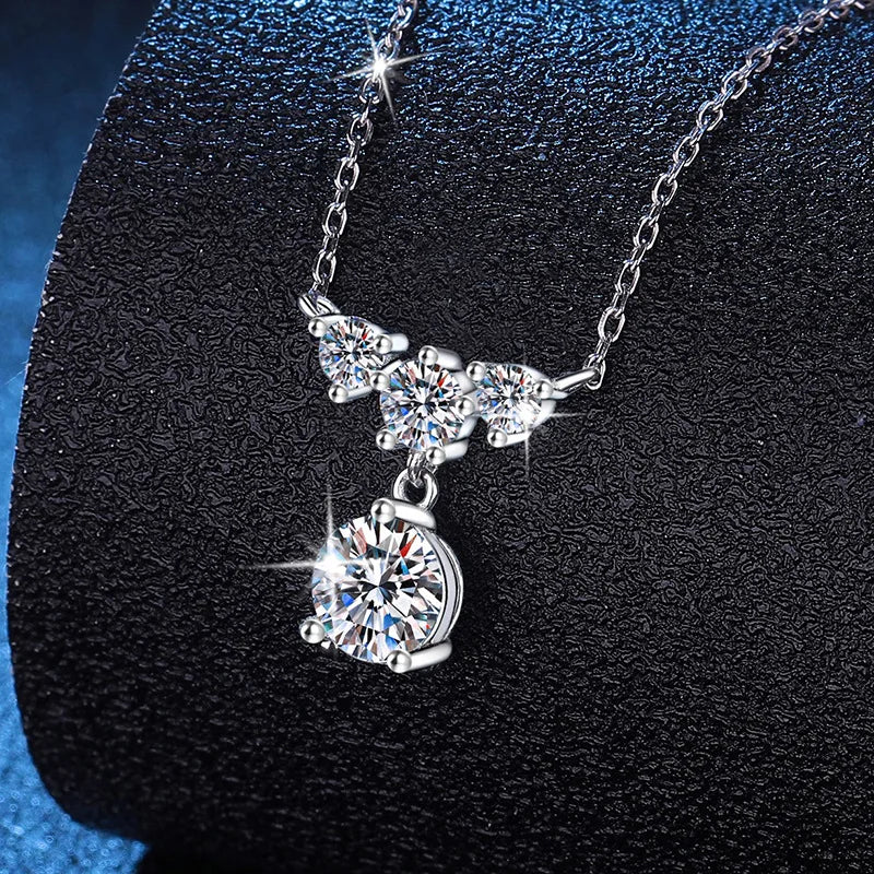 Elegant Moissanite Necklace | Sterling Silver with Gold Accent - Perfect Gift Leena