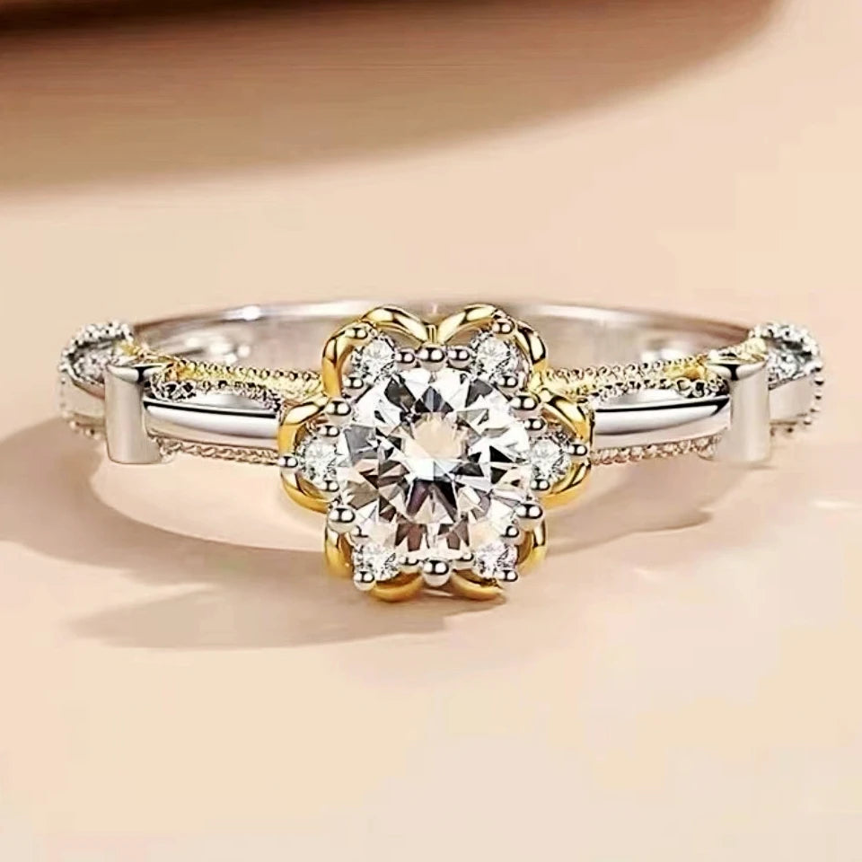 925 Sterling Silver 1-Carat Moissanite Ring – Two-Tone Rose Gold Design Rania