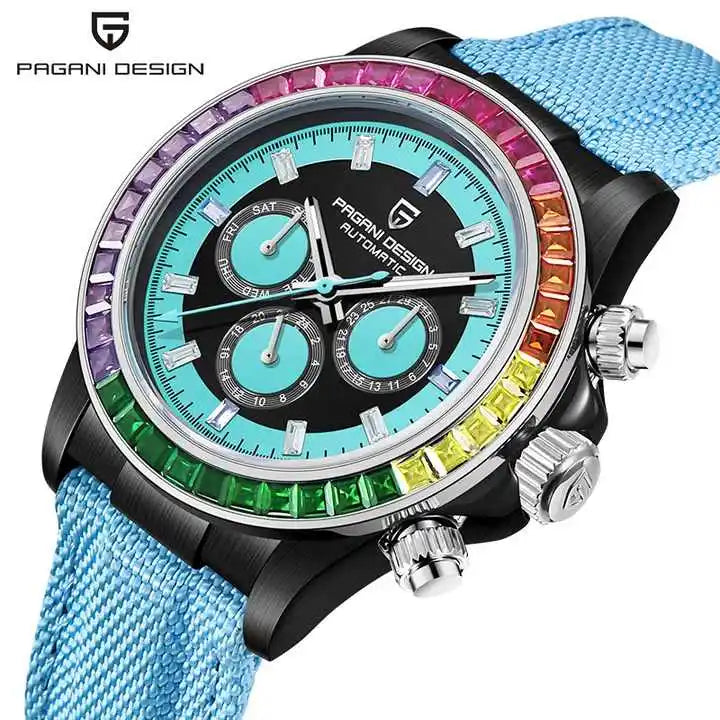 Brand New Pagani Design 1732 – Men's Luxury Automatic Mechanical Watch with Diamond Bezel, Waterproof Dive Watc