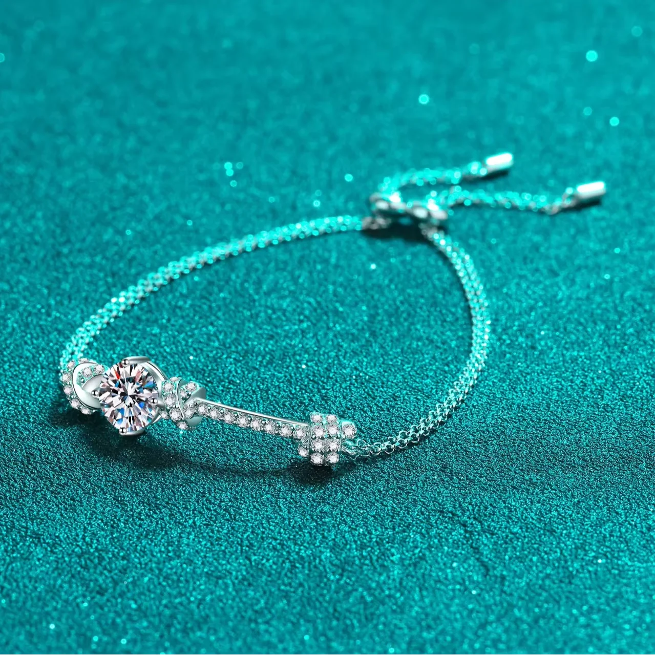 Trendy Double Chain Adjustable Bracelet – 925 Sterling Silver Elegant Moissanite Jewelry Lise