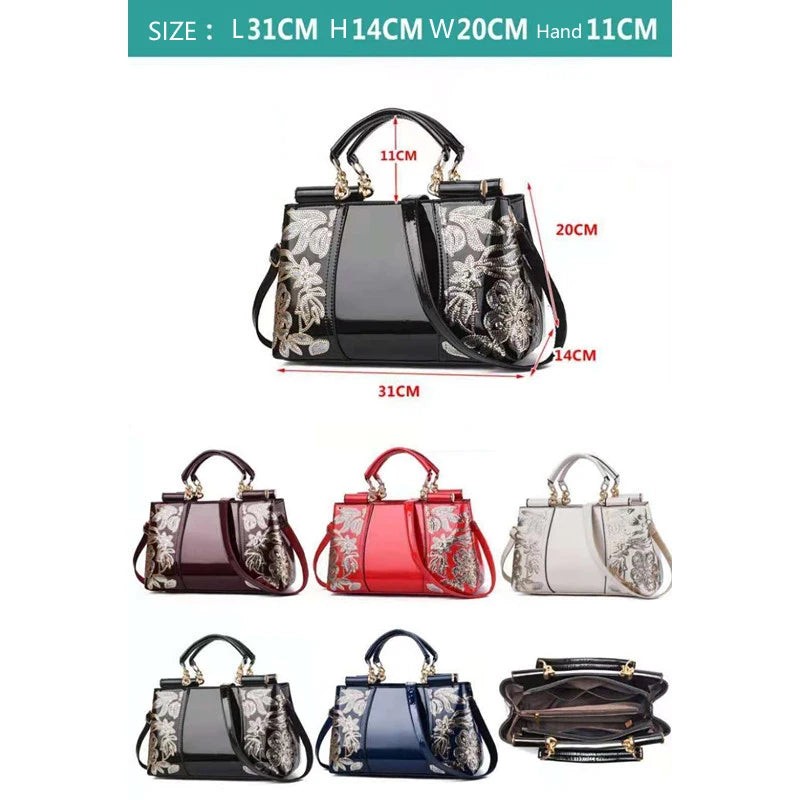 Large Capacity Women's Shoulder Bag - Sequins Flower Pattern Crossbody Handbag for Everyday Use