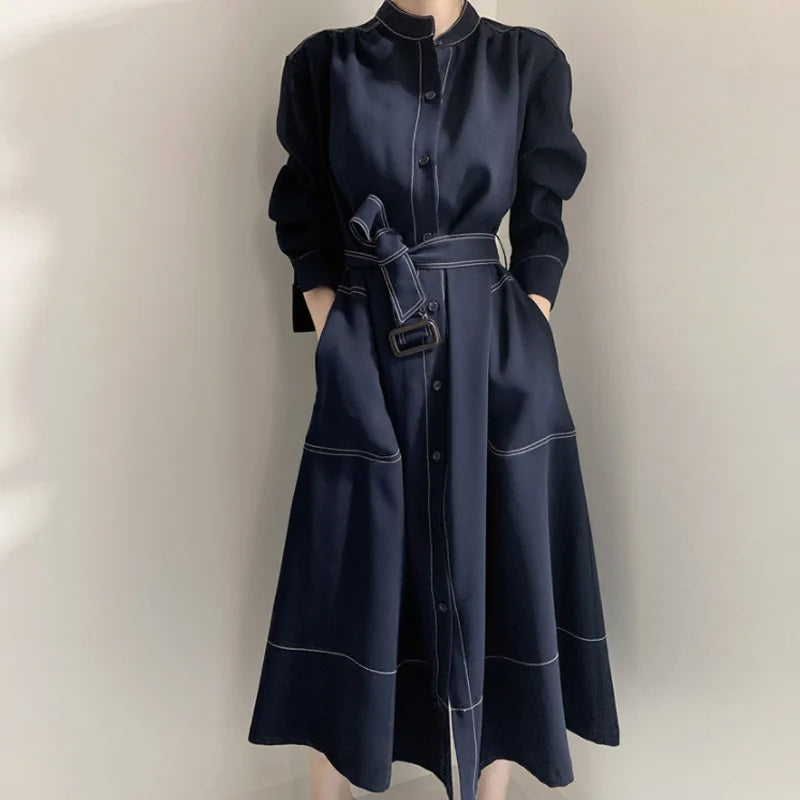 Spring & Autumn Korean Elegant A-Line Dress | Women's Loose Long Sleeve Temperament Dress Bianca