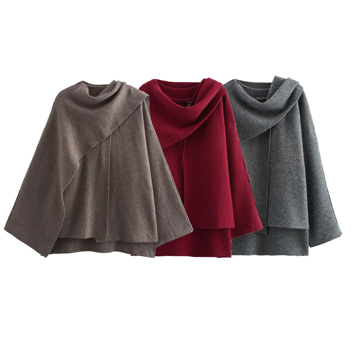 Women's Cape-Style Cropped Coat – Vintage Long Sleeve Chic Outerwear Clara