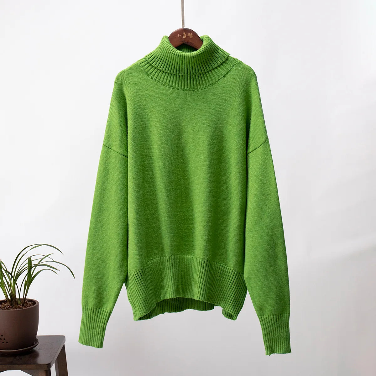 Women's Warm Wool Turtleneck Sweater - Cozy High Neck Knitwear Jumper for Casual Daily Wear Cecily