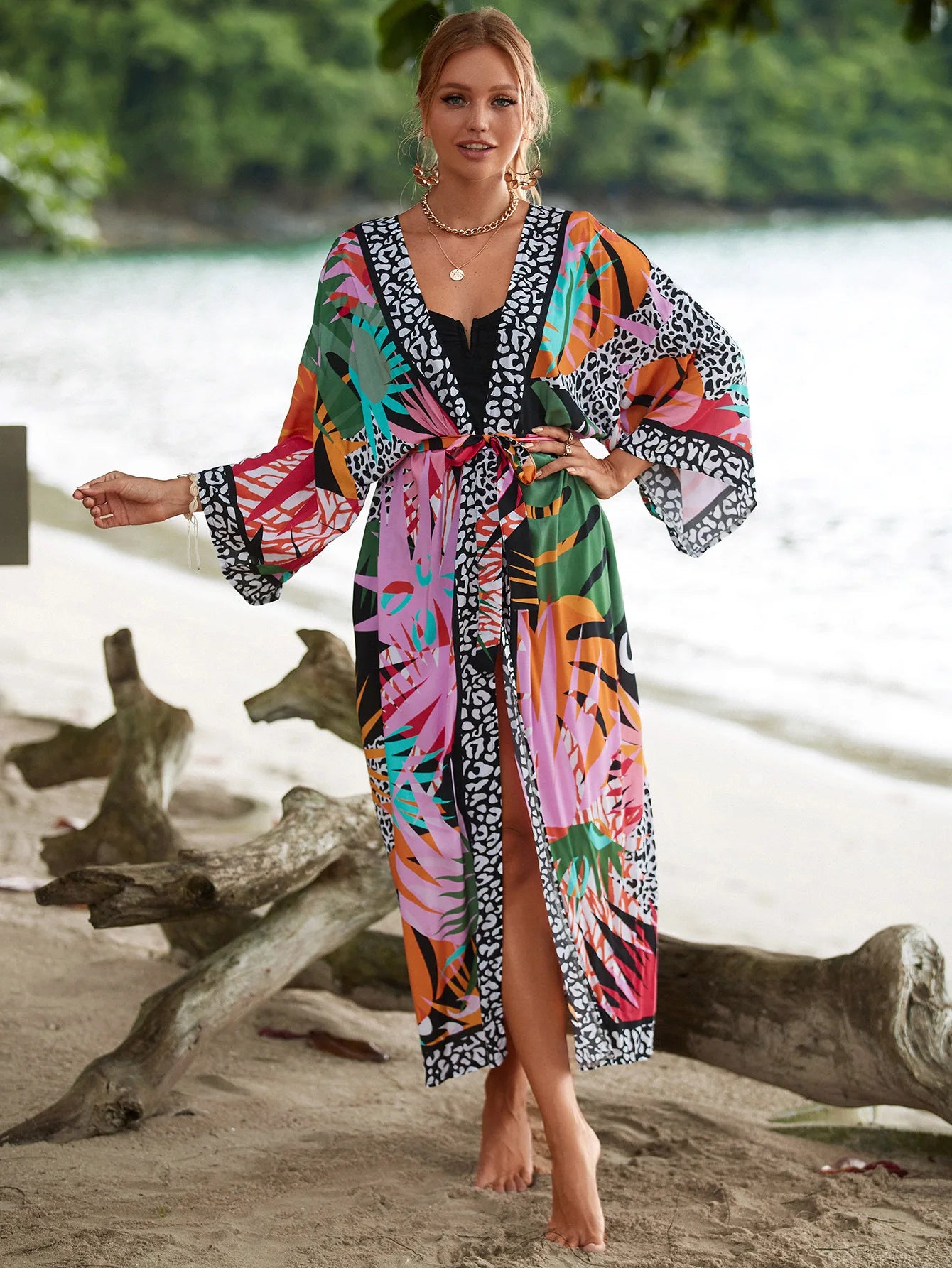 Women Beach Smock Sexy Cardigan Loose Sunscreen Shirt Bikini Smock