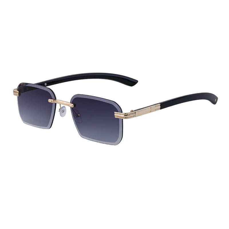 Fashion Rectangle Sunglasses for Men & Women | UV400 Vintage Rimless Diamond-Cut Square Shades Tamlin