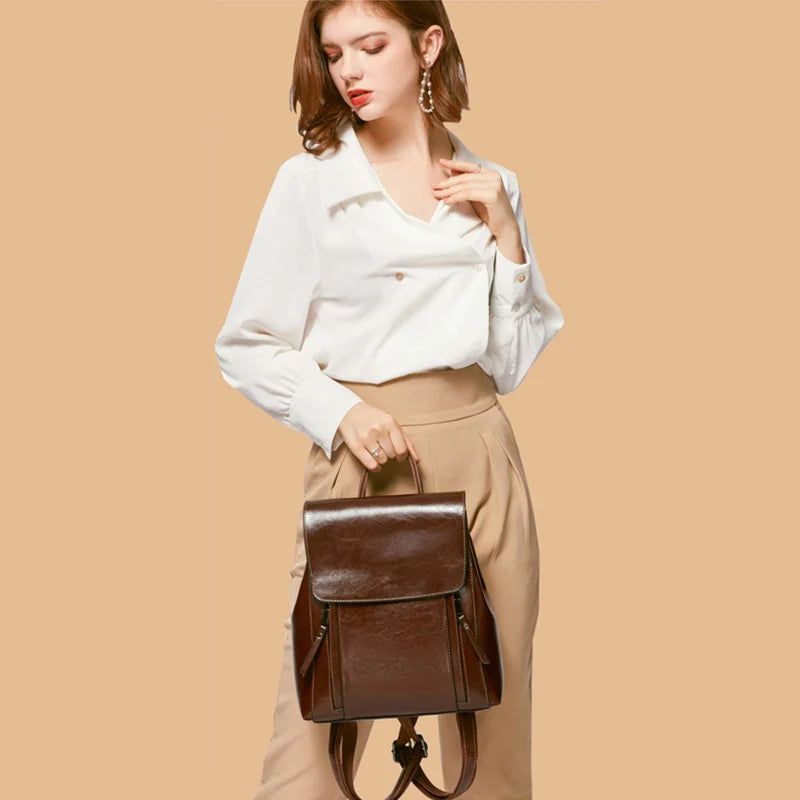 Women’s Vintage Leather Backpack – Fashionable 2021 Genuine Cowhide School Bag & Ladies Everyday Bag Maine