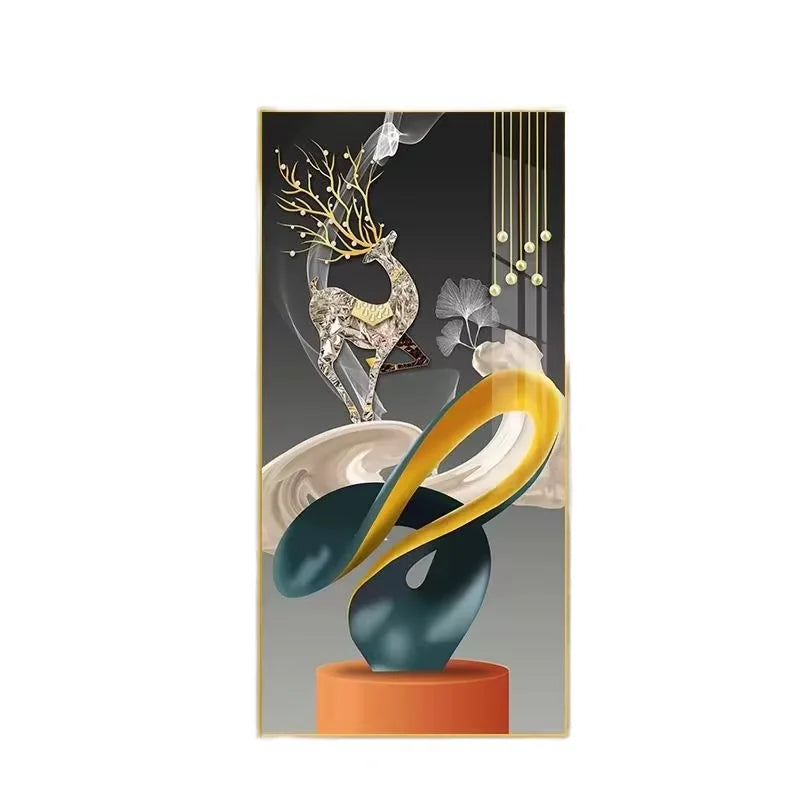 Large Aluminum Alloy Frame Crystal Wall Art – Home Gallery Hanging Decor and Artwork Painting