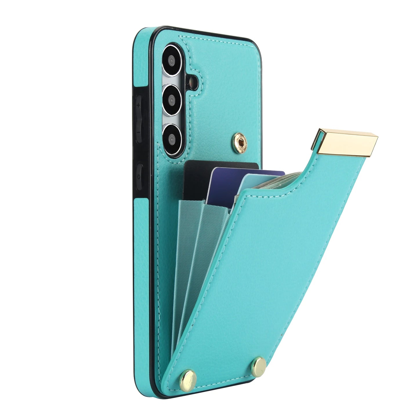 Magnetic Leather Wallet Phone Case | Shockproof Card Holder Back Cover for Samsung S24 & iPhone 15 Pro Max