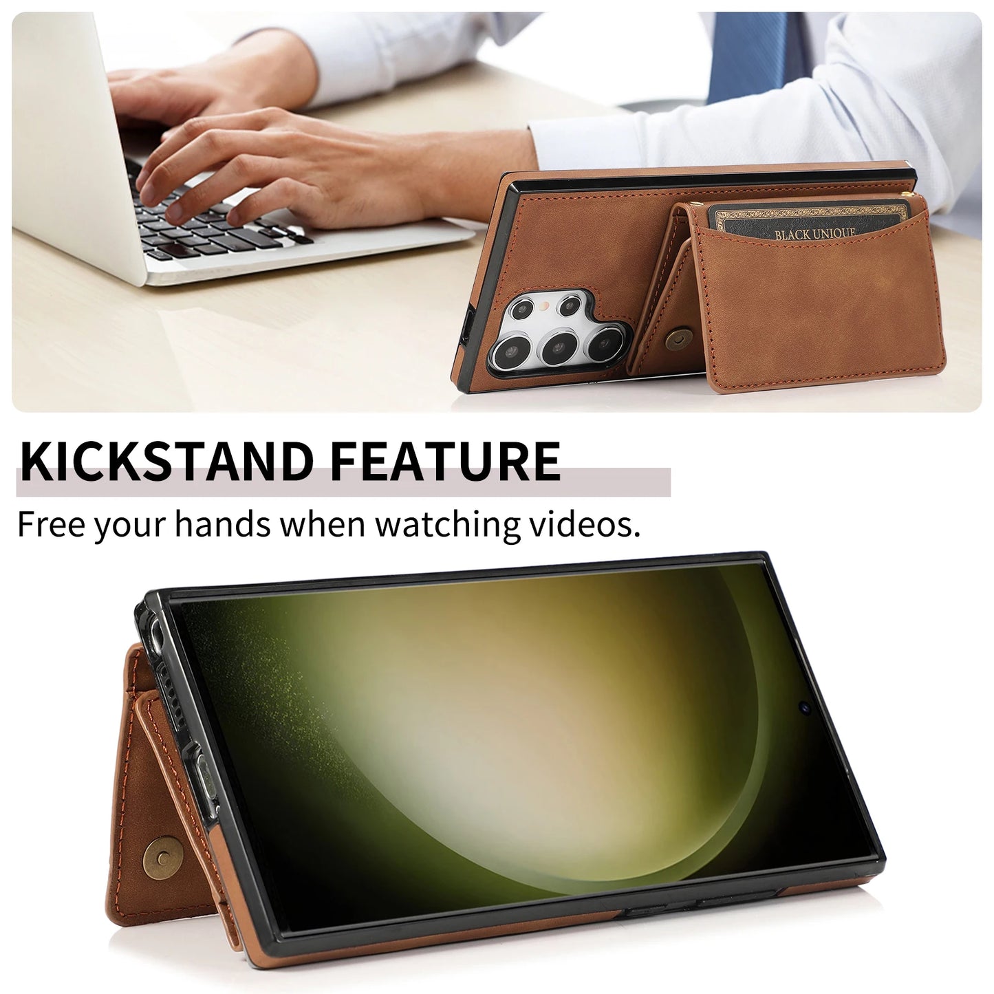 Luxury PU Leather Flip Phone Case – Wallet Cover with Card Holder & Credit Card Slots for Samsung S25, S24, S23 Ultra