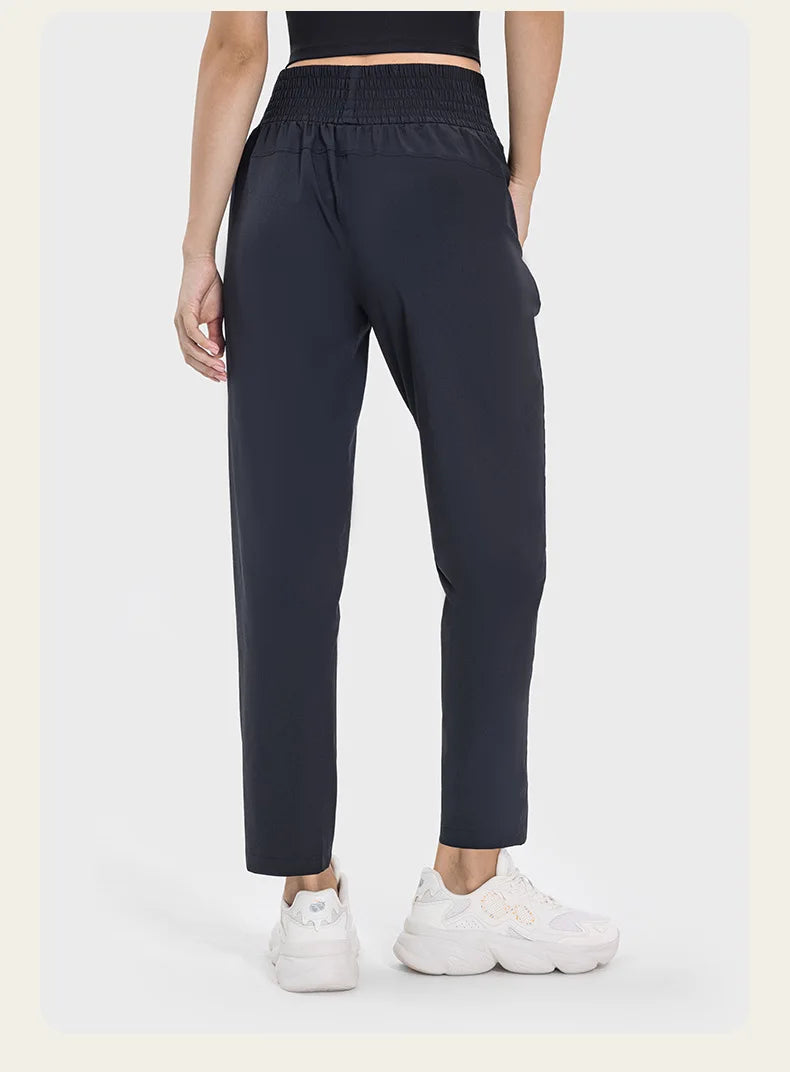 Women Quick-Dry Gym Jogger Pants With Pocket Fitness Running Wear Breathable Solid Pattern Adult Size