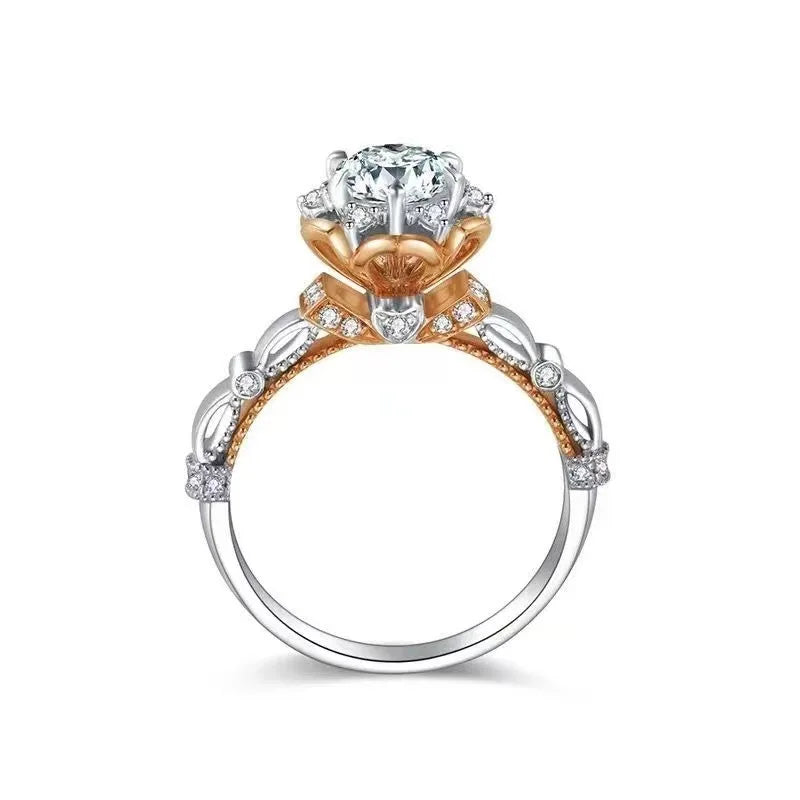 925 Sterling Silver 1-Carat Moissanite Ring – Two-Tone Rose Gold Design Rania