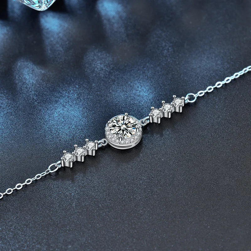 Elegant S925 Silver Moissanite Bracelet: Round Bag Design Feyre