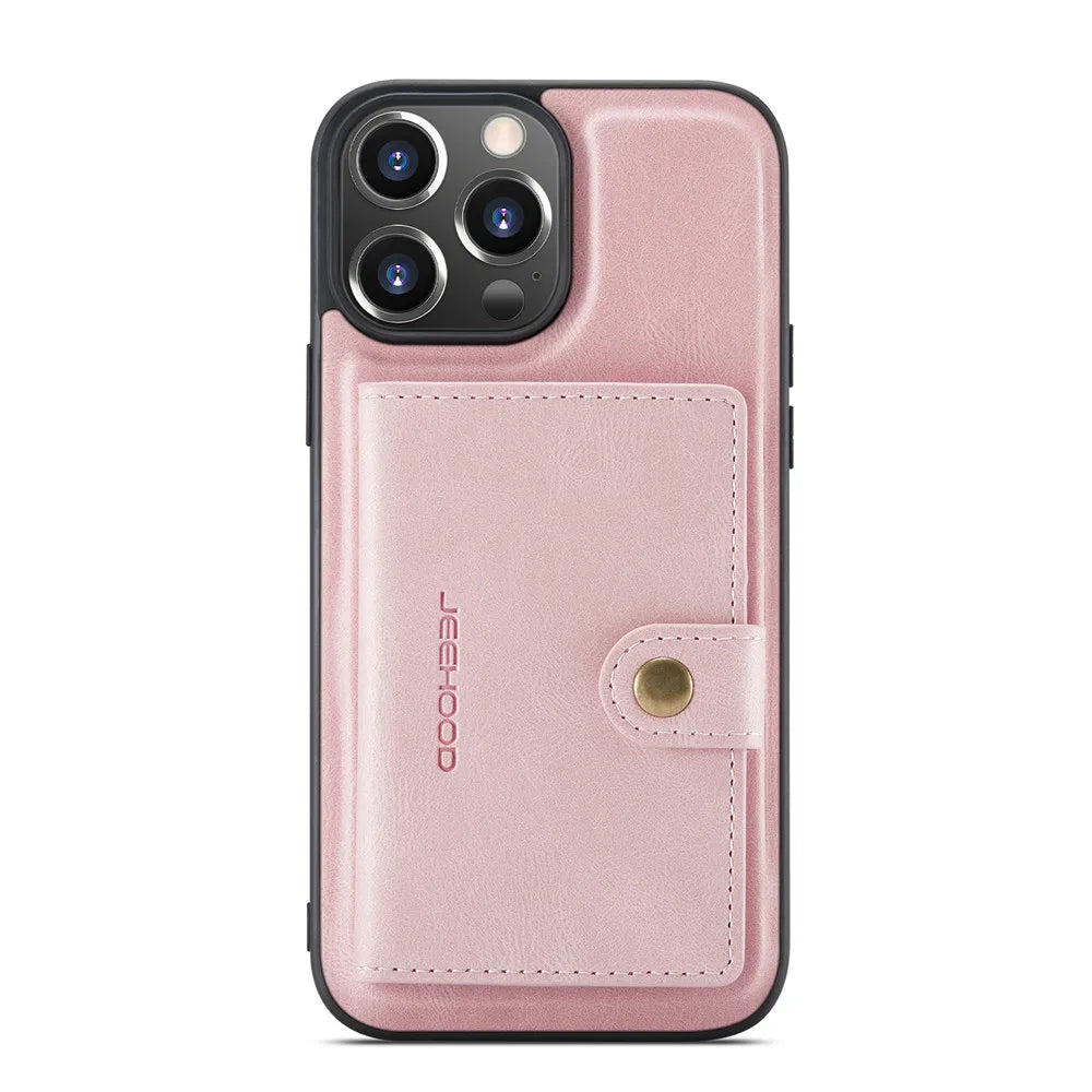 2-in-1 Detachable Magnetic Wallet Case | Retro PU Leather Phone Cover for iPhone 15, 14, 13, 12