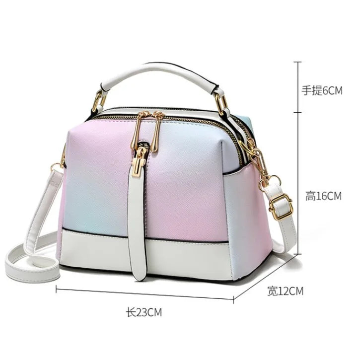 Gradient Color Korean Style Women's Shoulder Bag – Fashionable PU Shoulder Bag with Zipper Closure and Chain Design Suzy