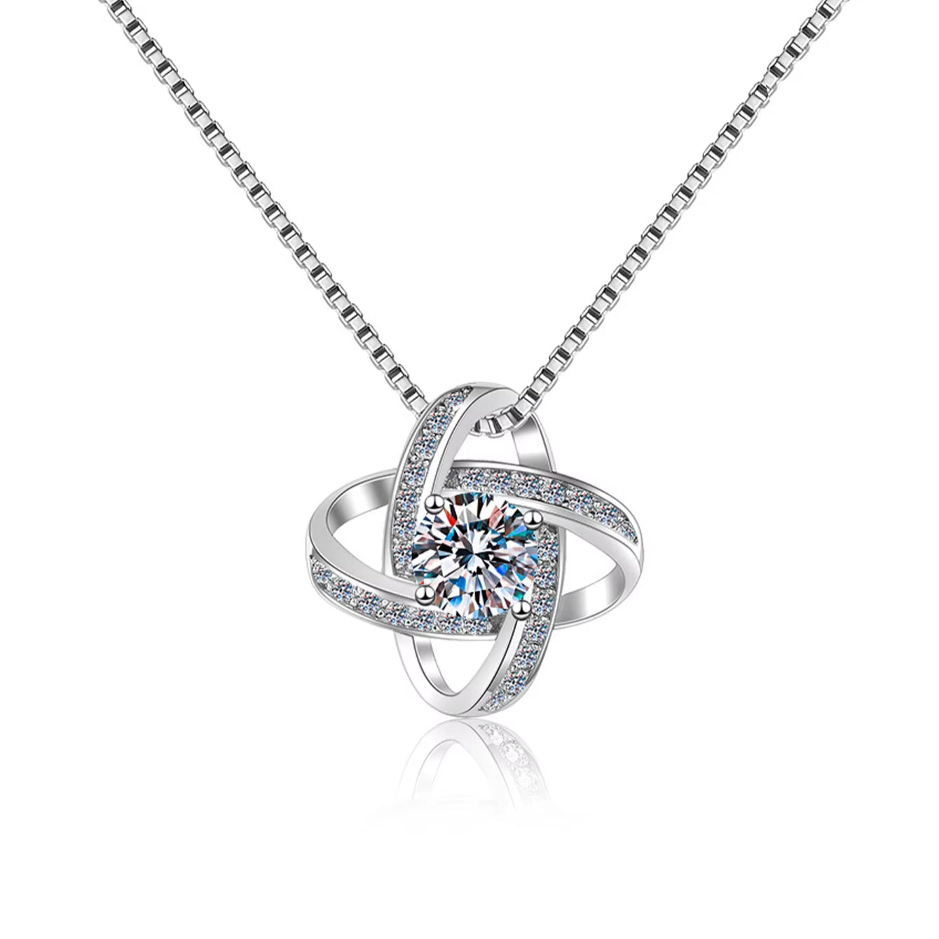 Moissanite Pendant Necklace in S925 Sterling Silver – Fine Jewelry for Women Anemone