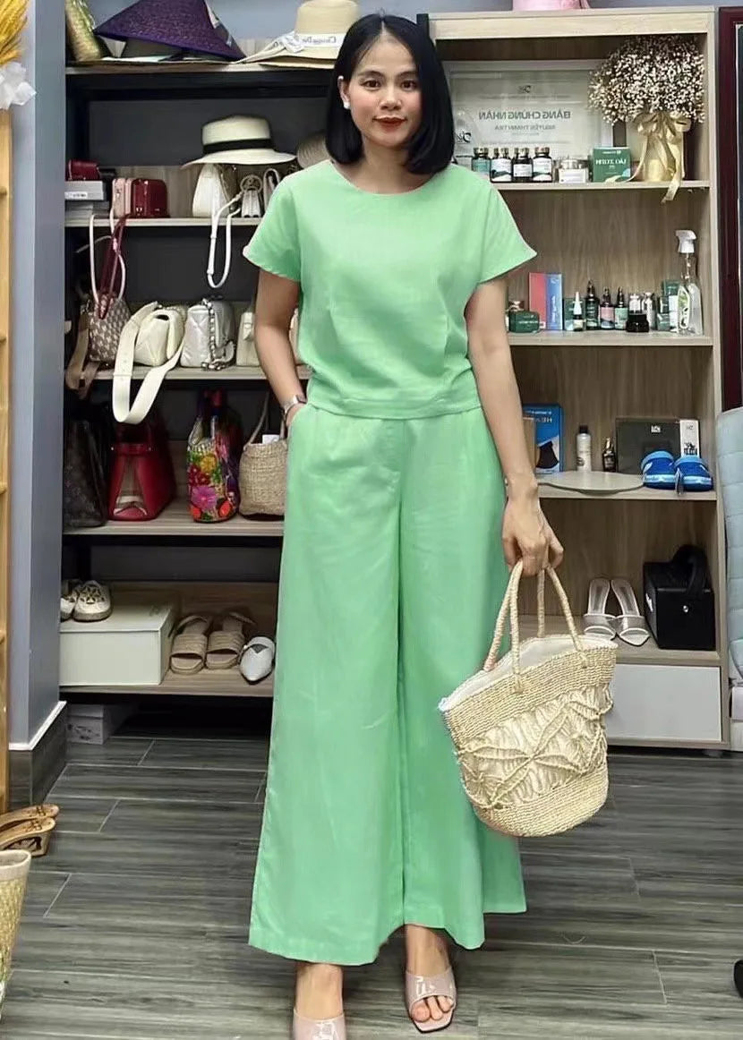 Women's Summer Two-Piece Set – Loose-Fit Top and Breathable Trousers