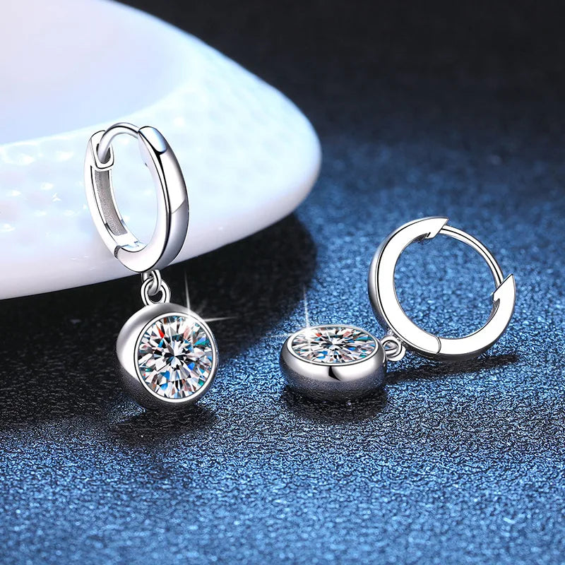 Unisex S925 Sterling Silver Earrings | 1 Carat D-Color Moissanite Floral Gold-Plated Charm Stud Hoops | Perfect for Anniversaries Leticia