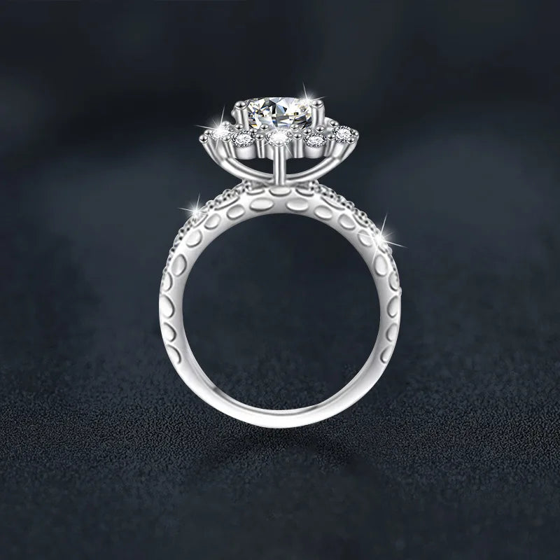 925 Silver 2 Carat Moissanite Ring – Gorgeous, Shining Jewelry for Wedding, Engagement, or Daily Wear, Perfect Gift for Couples