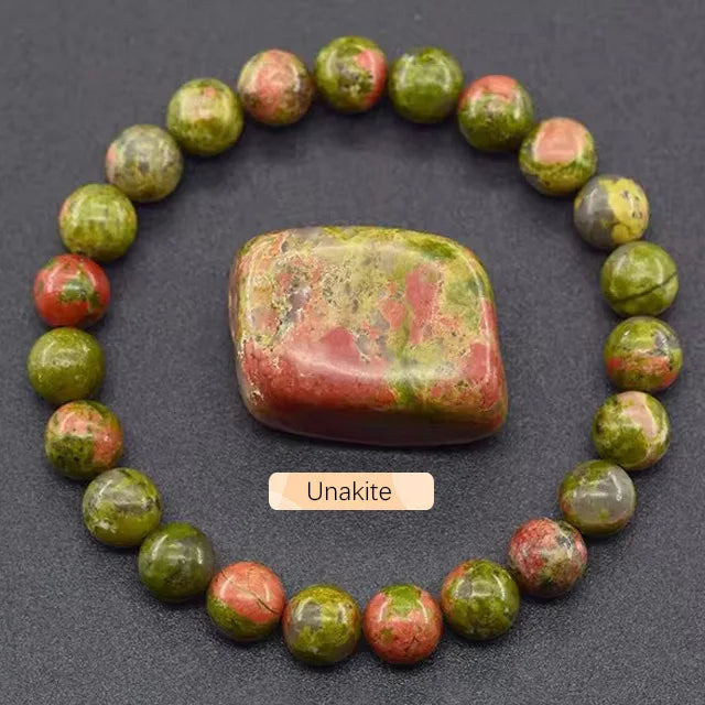 8mm Natural Stone Beaded Bracelet | Fashion Crystal Elastic Stretch Jewelry Gift Nia