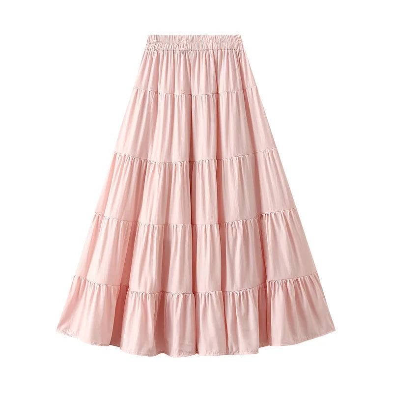 Women’s Cotton Linen Summer A-Line Skirt | Solid Patchwork Design, Lined, Casual Style for Ladies Liza