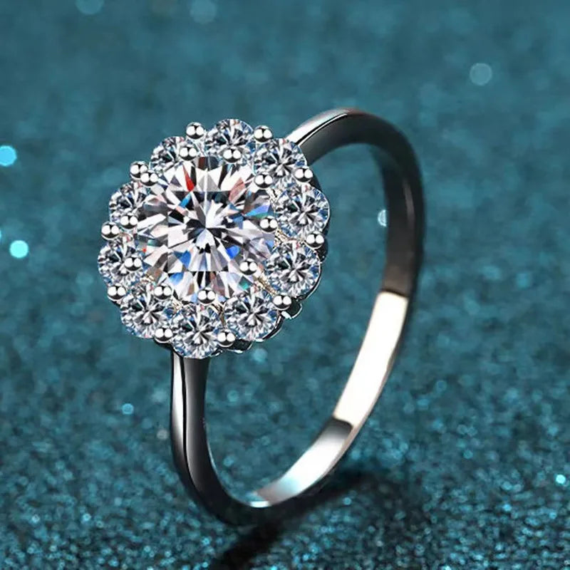 1 Carat Moissanite Stars and Moon Ring – 925 Sterling Silver, Elegant Light Luxury Design for Women Edith