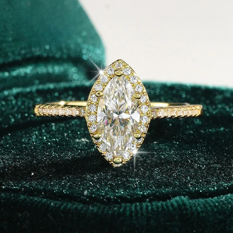 Women's Classic Horse Eye VVS1 Moissanite Ring – Fine Jewelry in S925 Sterling Silver, Elegant Ladies' Style