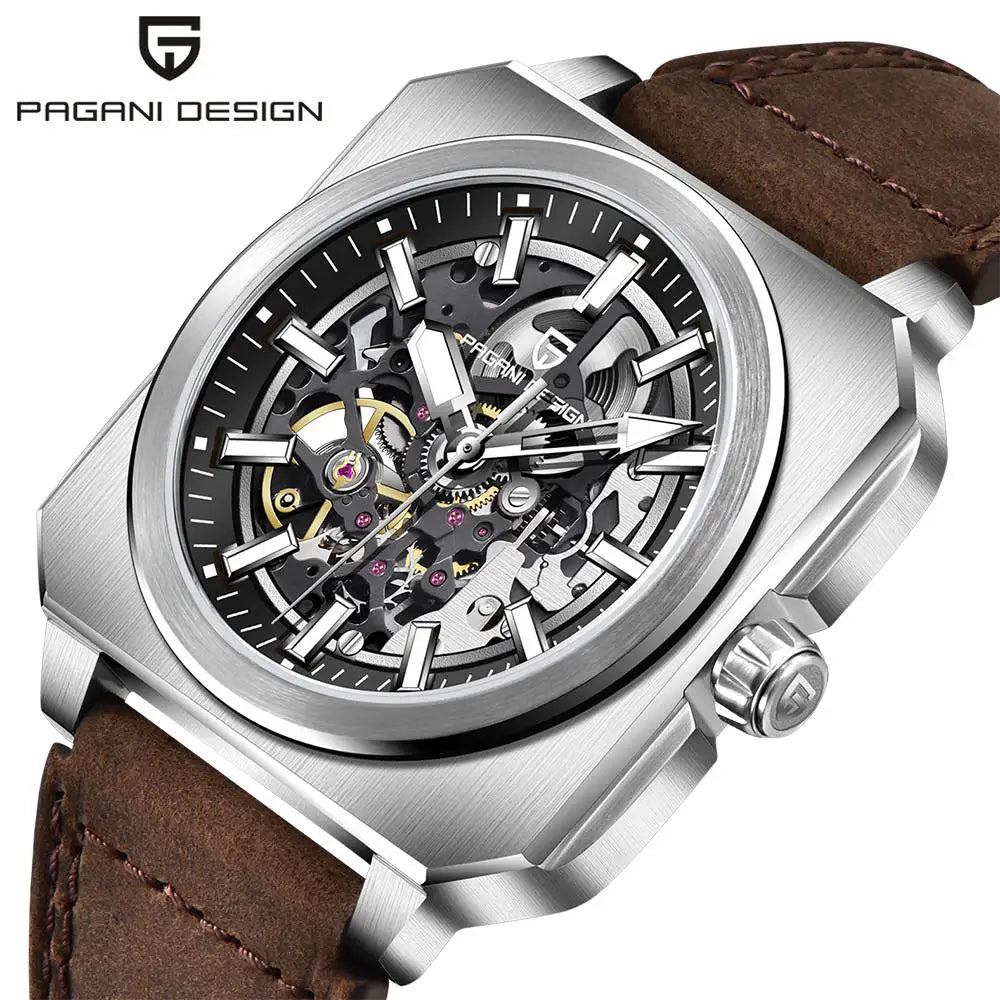 PAGANI DESIGN 1791 Skeleton Men’s Luxury Watch – Automatic Mechanical Sapphire Glass 5ATM Waterproof