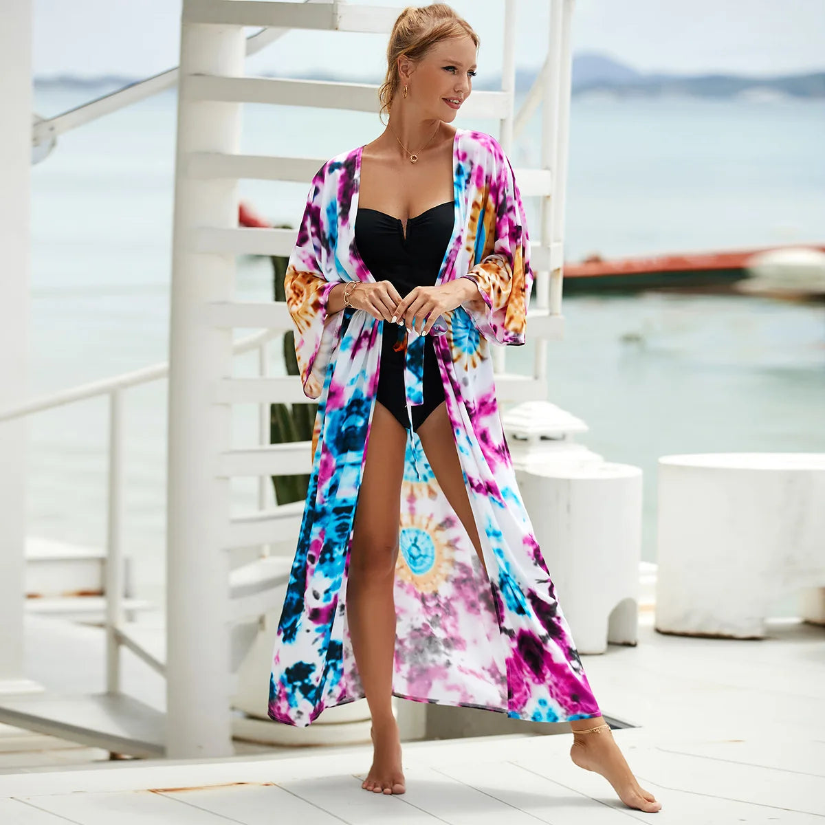 Women Beach Smock Sexy Cardigan Loose Sunscreen Shirt Bikini Smock