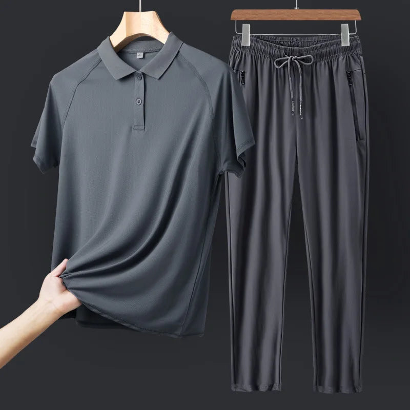 Men's Summer Sportswear Set | Fashionable & Comfortable Short-Sleeve T-Shirt + Pants Two-Piece Outfit Jericho