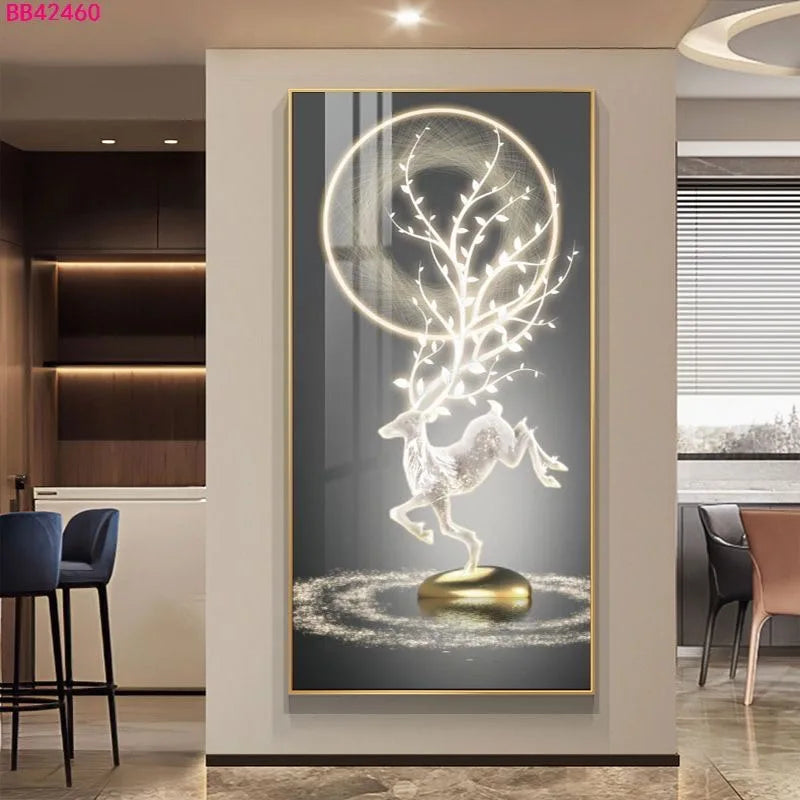 100x50CM Large Aluminum Alloy Frame Crystal Wall Art – 2025 Home Gallery Hanging Decor Artwork